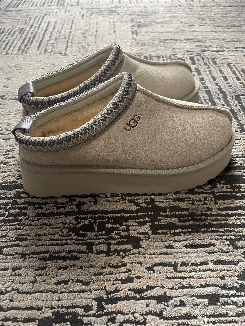UGG Cream Suede Plush-Lined Slip-On Clog
